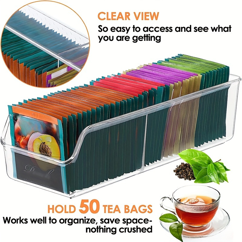Coffee Tea Spices - Caja organizadora transparente para bolsitas de
