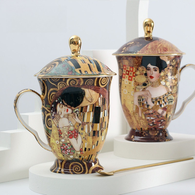 Coffee Tea Chocolate - Taza de Cerámica Europea con Tapa