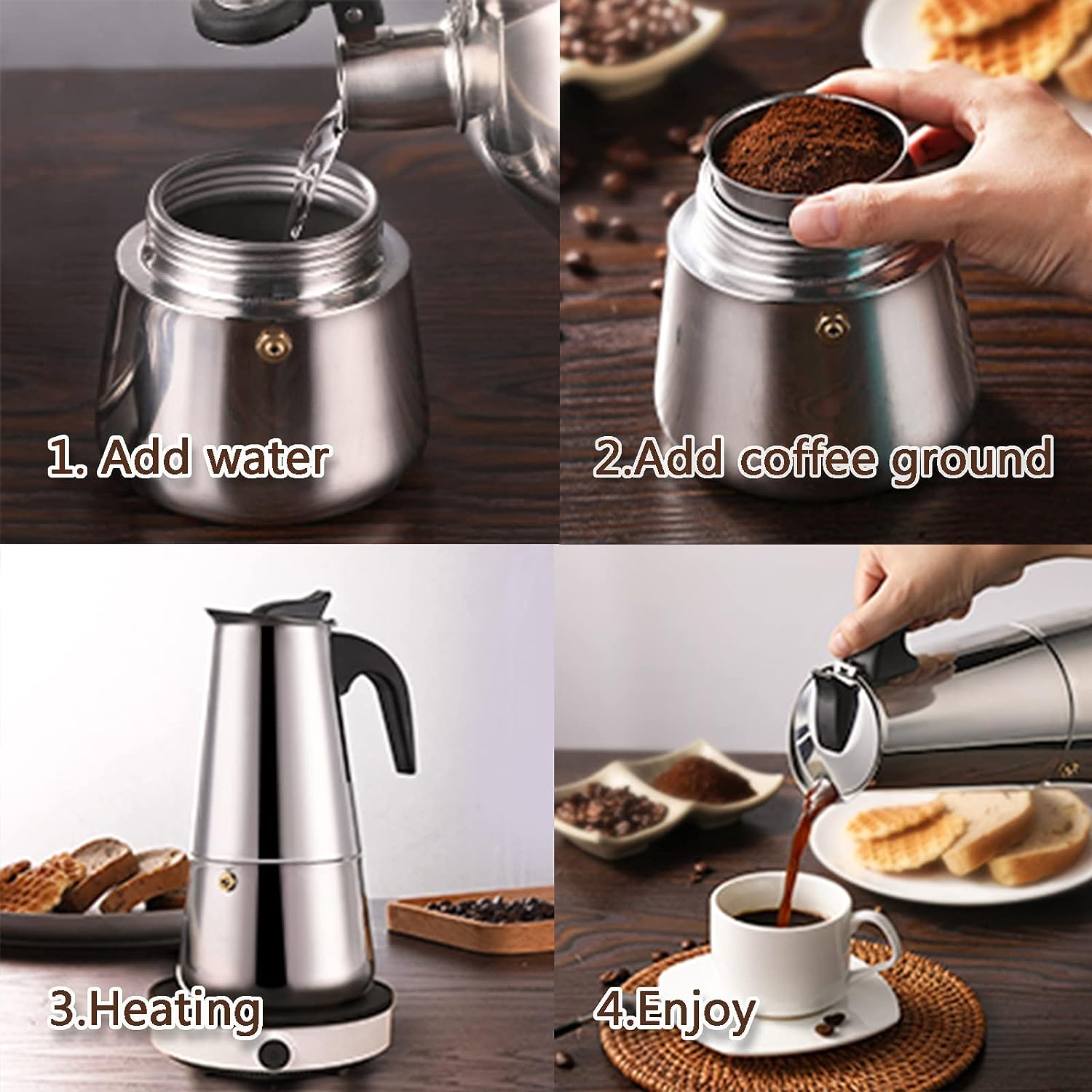 4/6/9 tazas Moka Pot Caffe Taz - Coffee Tea Chocolate reseña y precio