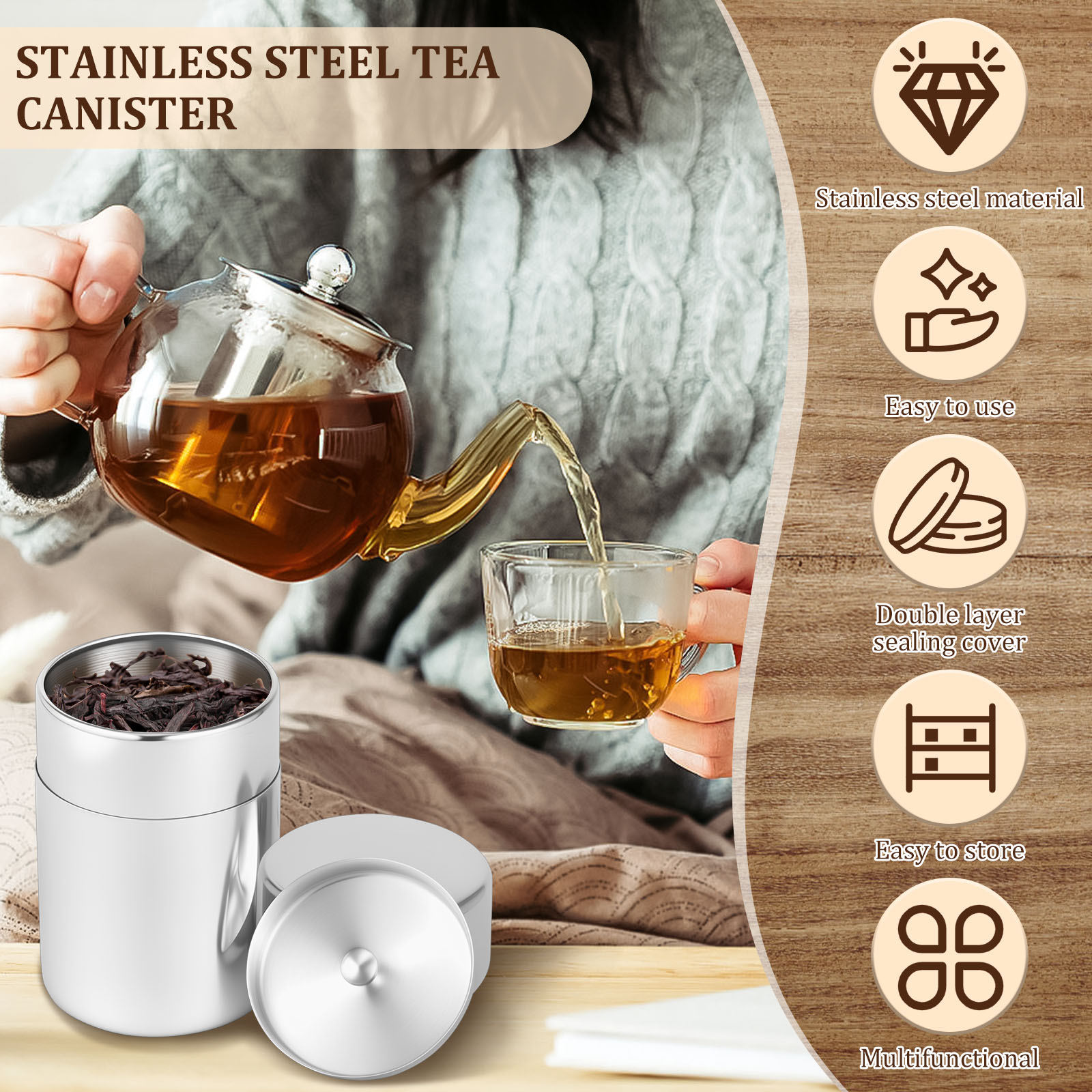 Latas de hojas de té de acero  - Coffee Leaves Tea reseña y precio